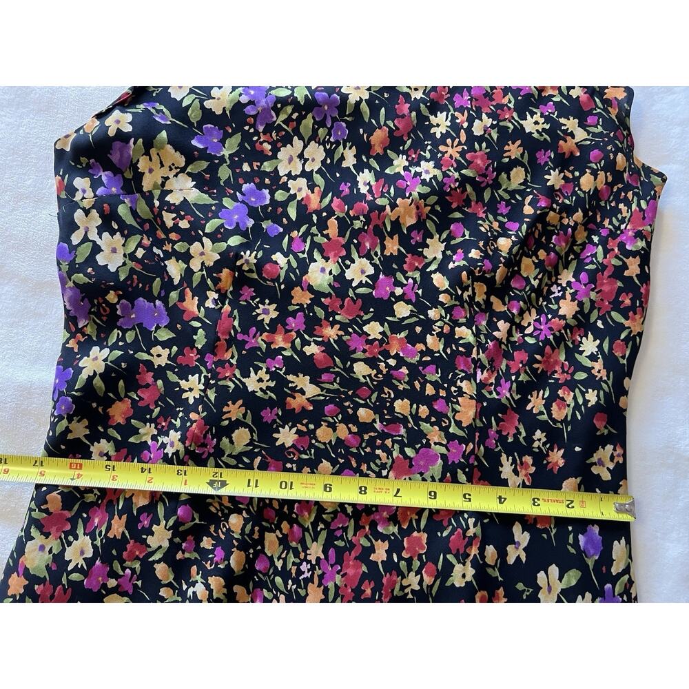 Talbots Size 12 Pure Silk Dress Womens Black Floral Feminine Vintage Y2K - Picture 16 of 16